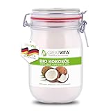GreatVita Bio Kokosöl, nativ & kaltgepresst, 1000 ml im Bügelglas zum Kochen & Backen