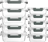 MCIRCO Glas-Frischhaltedosen Set für Lebensmittel,20 Teile (10 Behälter, 10 Transparente Deckel)...